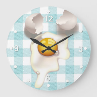 Turquoise Gingham Cracked Egg Kitchen Wall Clock