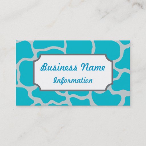 Customizable Turquoise Giraffe Print Business Card
