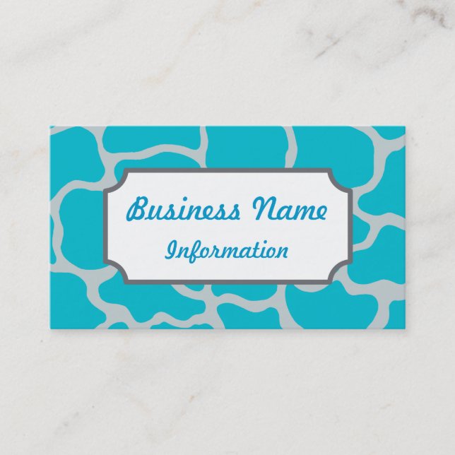 Turquoise Giraffe Print Business Card (Front)