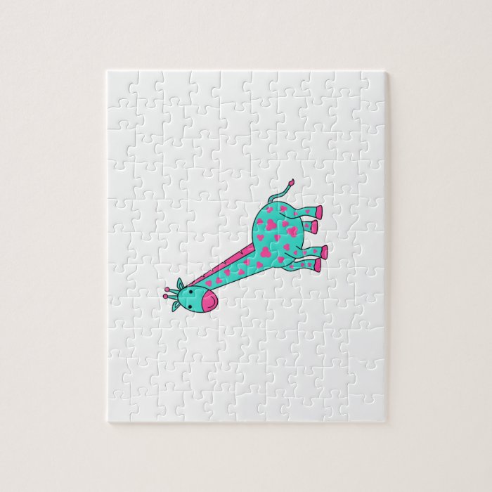 Turquoise giraffe with pink hair jigsaw puzzles