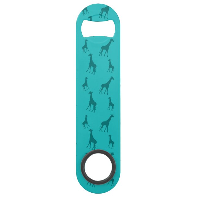 Turquoise giraffes speed bottle opener (Front)