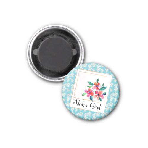  Turquoise Girly Hawaiian Floral Magnet