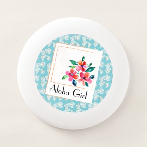  Turquoise Girly Hawaiian Floral Wham_O Frisbee