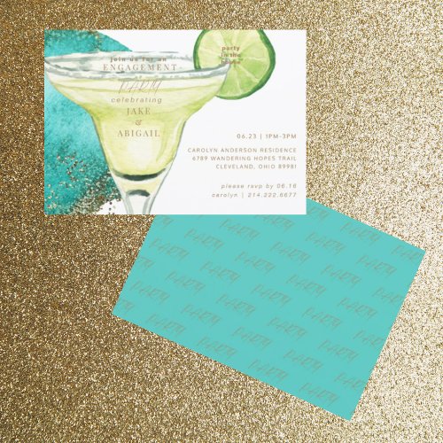 Turquoise Glam Margarita Engagement Party II Invitation