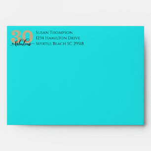 Turquoise  Glitter 30 and Fabulous Birthday Party  Envelope