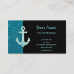 Turquoise Glitter And Aqua Bokeh Anchor Business Card at Zazzle