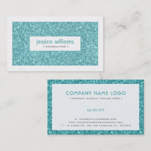 Turquoise Glitter And Sparkles Green Accents Business Card