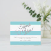 Turquoise Glitter and Stripes Thank You Cards (Standing Front)