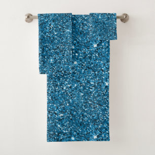 Turquoise Glitter Bath Towel Set