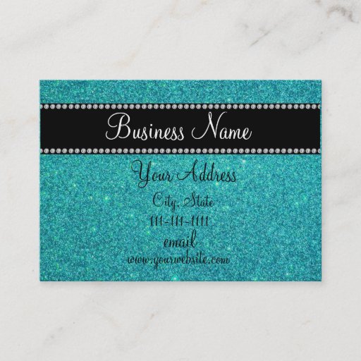 Customizable Turquoise glitter bling business card