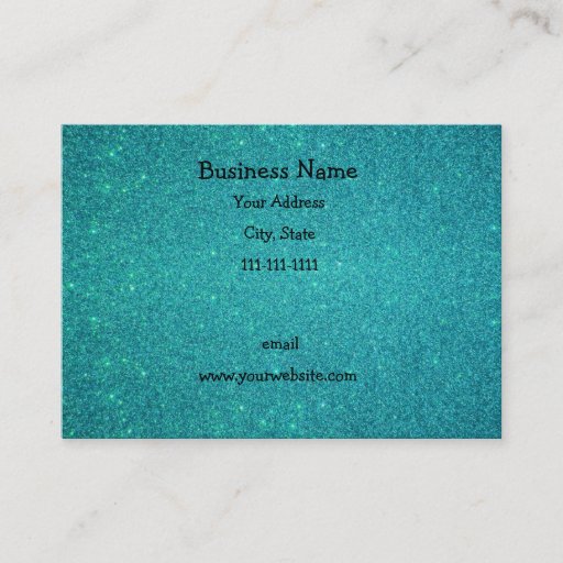 Customizable Turquoise glitter business cards