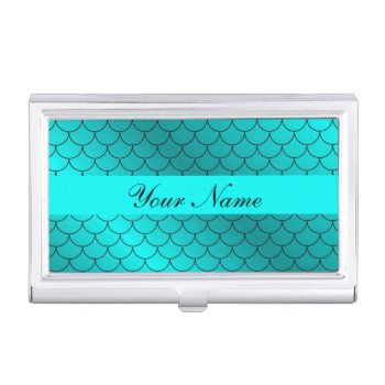 Turquoise Glitter Foil Dragon Skin Elegant Busines Case For Business Cards by ProfessionalDevelopm at Zazzle