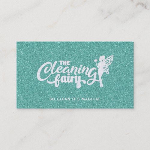 Turquoise Glitter House Cleaning Business Cards
