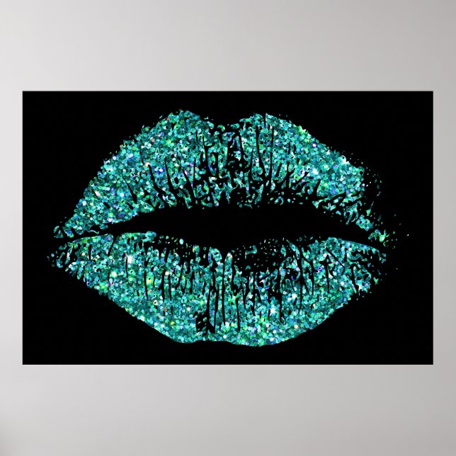 Turquoise Glitter Lips #2 Poster (Front)