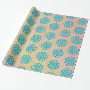Turquoise Glitter Mandala Wrapping Paper