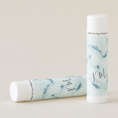 Turquoise Glitter Marble Personalized Lip Balm