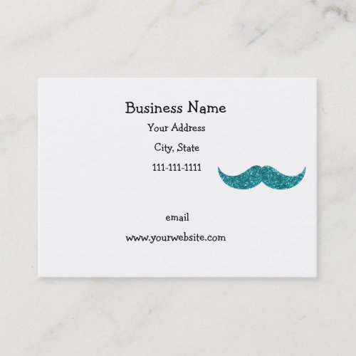 Turquoise glitter mustache business cards