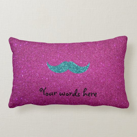 Turquoise glitter mustache lumbar pillow