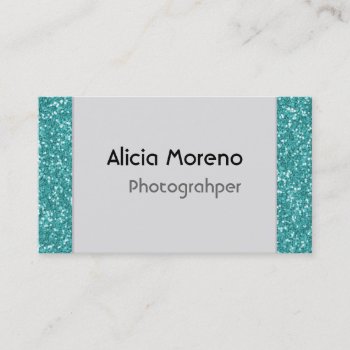 Turquoise Glitter Personalized Business Cards by Mintleafstudio at Zazzle