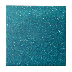 Turquoise Glitter Sparkles Ceramic Tile