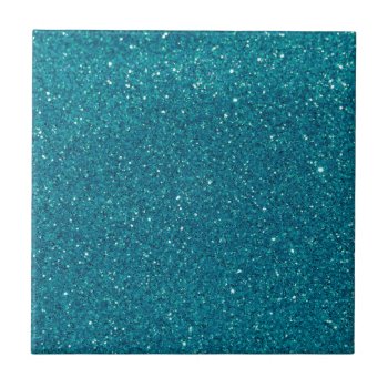 Turquoise Glitter Sparkles Ceramic Tile by RosaAzulStudio at Zazzle