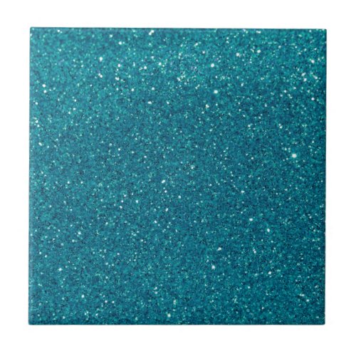 Turquoise Glitter Sparkles Ceramic Tile