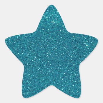 Turquoise Glitter Sparkles Star Sticker by RosaAzulStudio at Zazzle