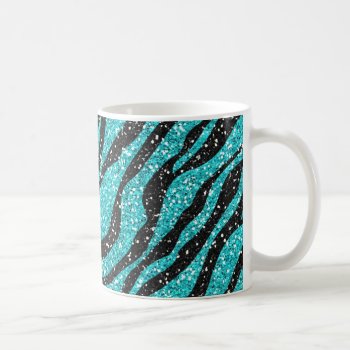 Turquoise Glitter Zebra Print Coffee Mug by ProfessionalDevelopm at Zazzle
