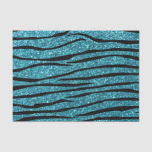 Turquoise glitter zebra stripes tissue paper