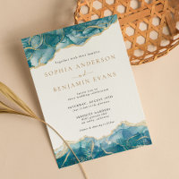 Turquoise Gold Agate Modern Wedding