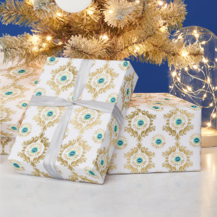 Turquoise Gold and Blue Third Eye Wrapping Paper