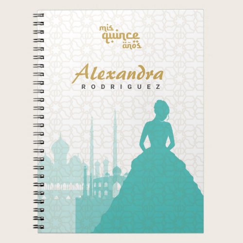 Turquoise & Gold Arabian Quinceañera Notebook