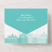 Turquoise & Gold Arabian Quinceañera Photo All In One Invitation (Back)