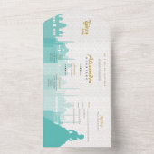 Turquoise & Gold Arabian Quinceañera Photo All In One Invitation (Inside)