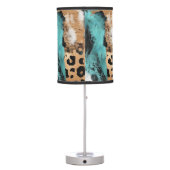 Turquoise Gold Black Leopard Table Lamp (Back)