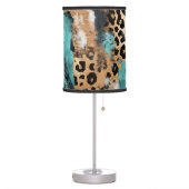 Turquoise Gold Black Leopard Table Lamp (Left)