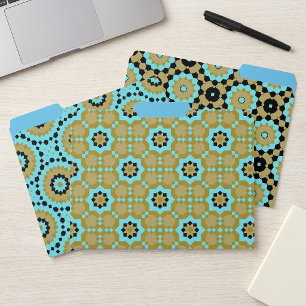 Turquoise Gold Black Mosaic Geometric Pattern Set File Folder