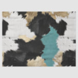 Turquoise Gold, Black White Cowhide Tissue Paper