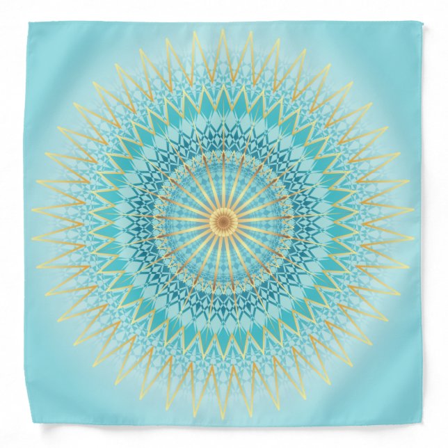 Turquoise Gold Boho Mandala Bandana (Front)
