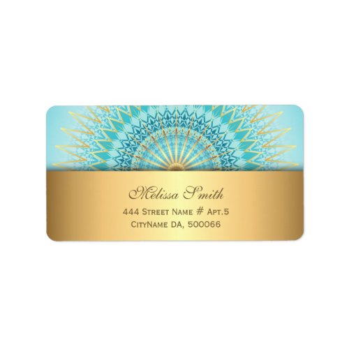 Turquoise Gold Boho Mandala Label