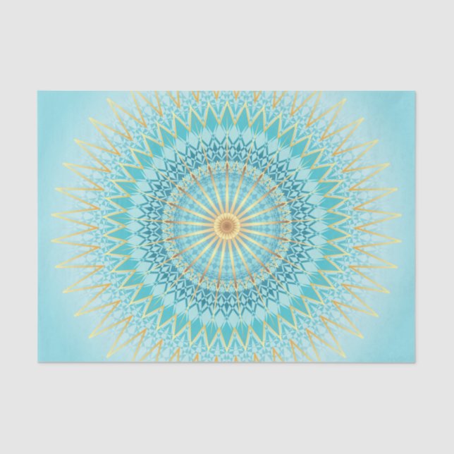 Turquoise Gold Boho Mandala Tissue Paper (Front)