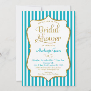 Turquoise Gold Bridal Shower Invitation Aqua
