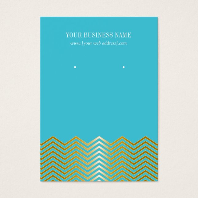 Turquoise Gold Chevron Custom Earring Card (Front)