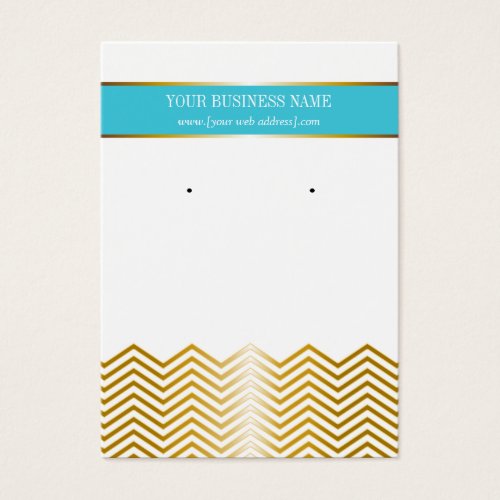 Turquoise Gold Chevron Custom Earring Card