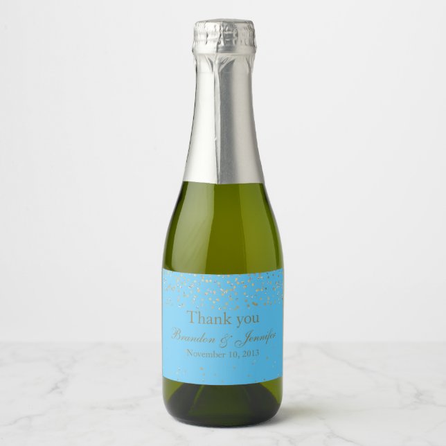 Turquoise & Gold Custom Wedding Sparkling Wine Lab Label (Front)