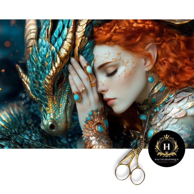 Turquoise & Gold Elf Dragon Fantasy Decoupage Tissue Paper (Creator Uploaded)