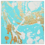 Turquoise gold faux glitter modern marble pattern fabric