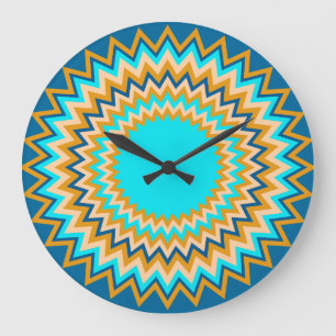 Turquoise Gold Festive Large Clock