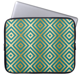 Turquoise &amp; Gold Geometric Pattern Laptop Sleeve