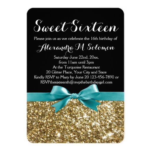 Turquoise Sweet 16 Invitations 1